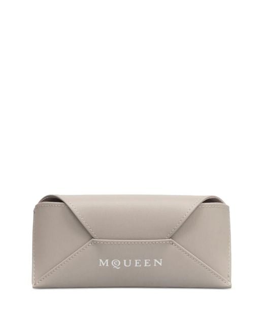 McQueen Brown Tortoiseshell-Effect Rectangle-Frame Sunglasses for men