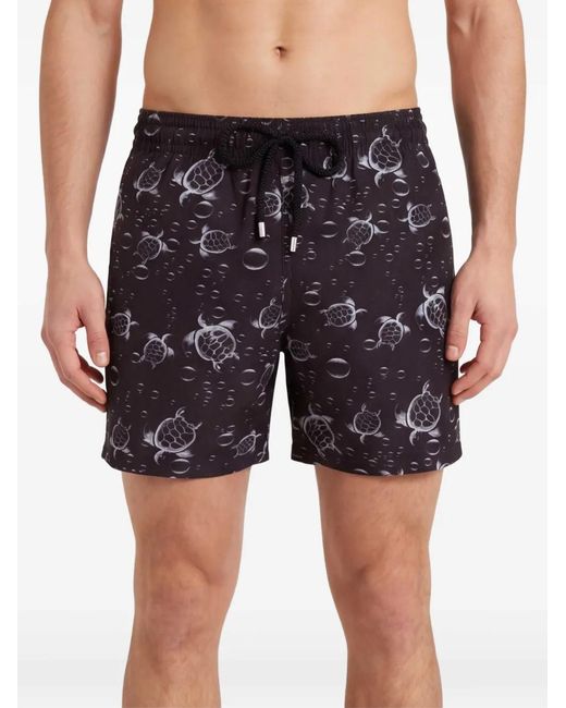 Vilebrequin Black Turtle-Print Drawstring Shorts for men