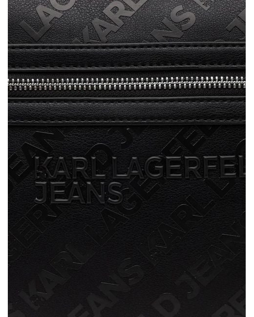 Karl Lagerfeld Black All-Over Logo-Embossed Backpack for men