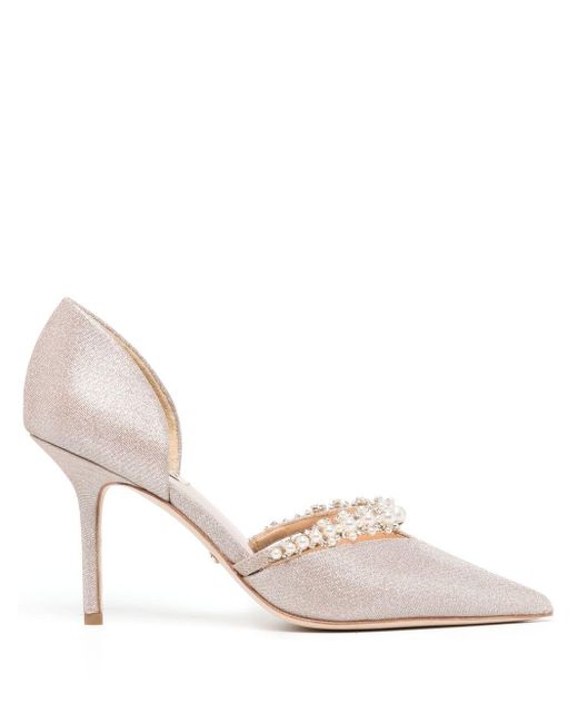 Badgley Mischka Embellished Metallic Pointed-toe Pumps in Pink | Lyst