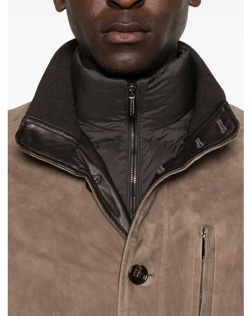 Moorer Brown Button-Fastening Flap-Pocket Jacket for men