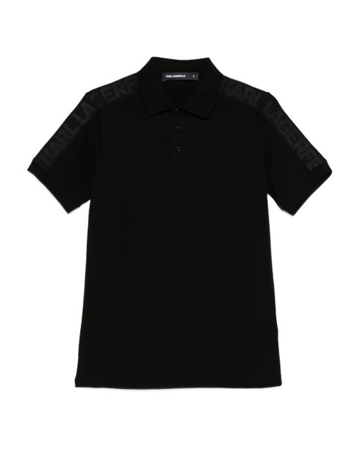 Karl Lagerfeld Black Logo-Detail Polo Shirt for men