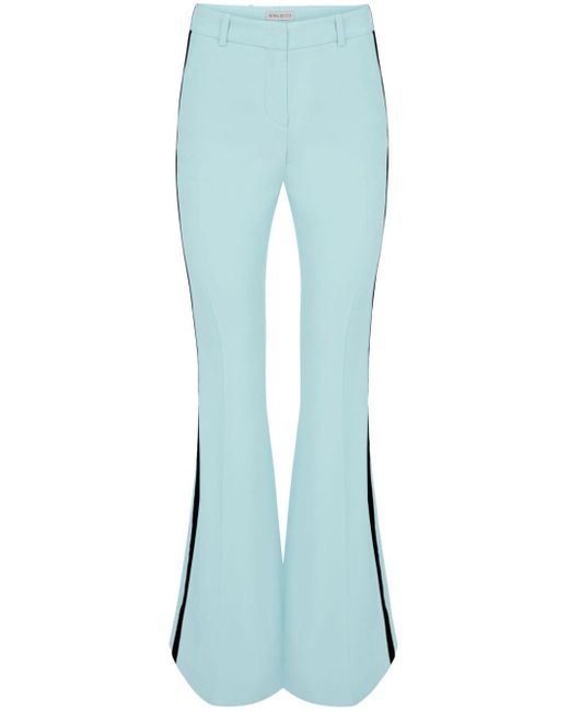 Nina Ricci Blue Velvet-trim Flared Trousers