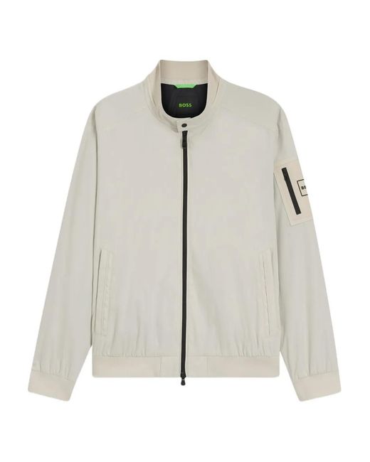 Boss White Zip Patch-Pocket Jacket for men