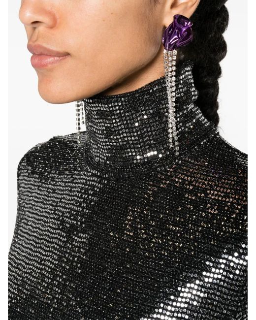 Isabel Marant Black Joyela Shiny High-Neck Top