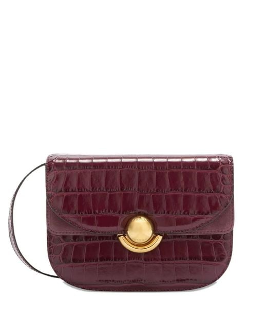 Furla Purple Sfera Crocodile-Embossed Dome Satchel