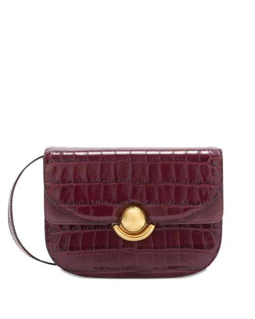 Furla Purple Sfera Crocodile-Embossed Dome Satchel