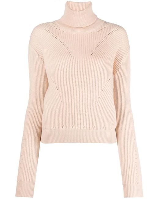 Genny Pink Logo-Charm Ribbed-Knit Jumper