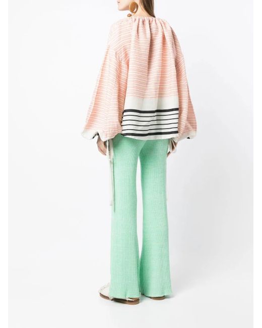 Blouse Aida Évasée À Rayures Bambah en coloris White