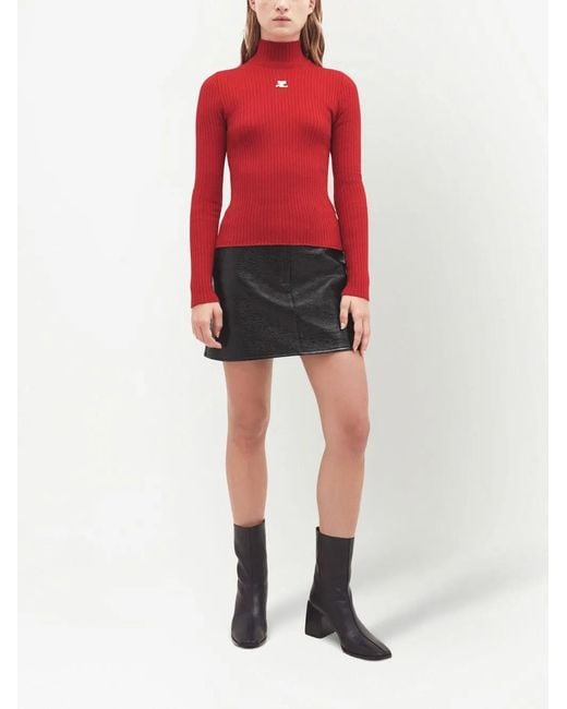 Courreges Logo-Embroidered Ribbed Sweater