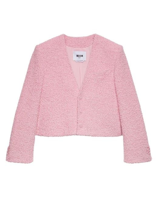 Veste En Maille Texturée MSGM en coloris Pink