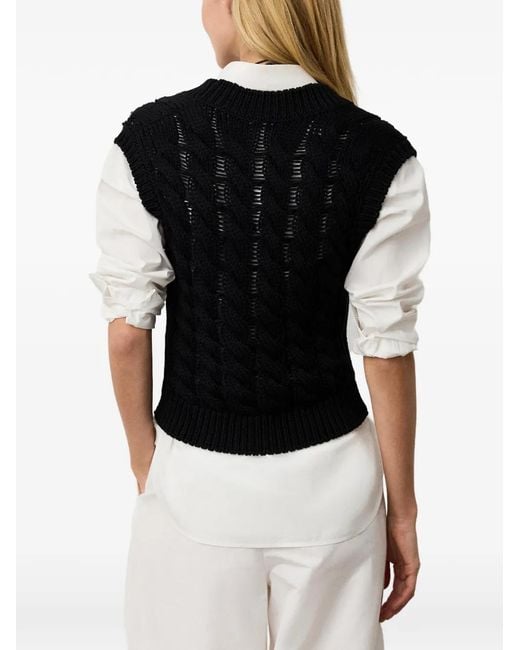 Ralph Lauren Black V-Neck Cable-Knit Top