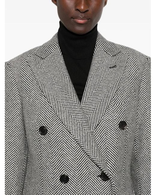 Eraldo Gray Herringbone Double-Breasted Coat