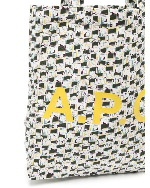 A.P.C. White Shopper mit Logo-Print