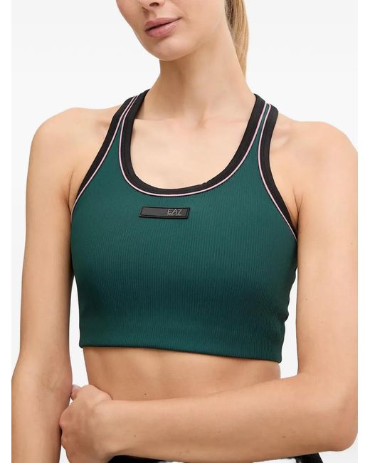 EA7 Green Brassière De Sport À Patch Logo