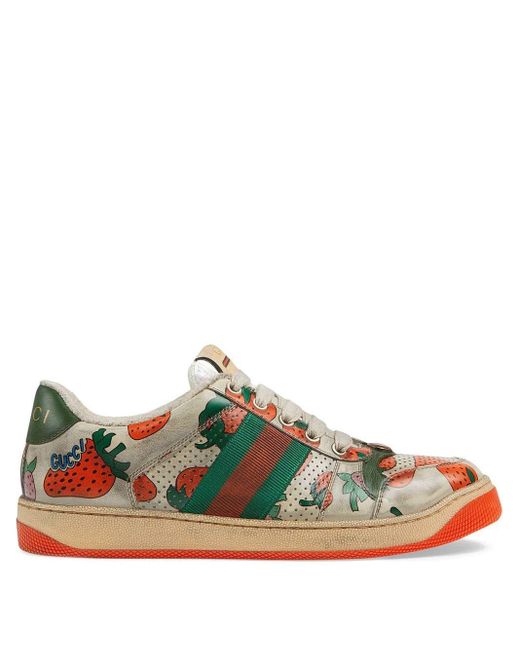 gucci strawberry screener sneakers