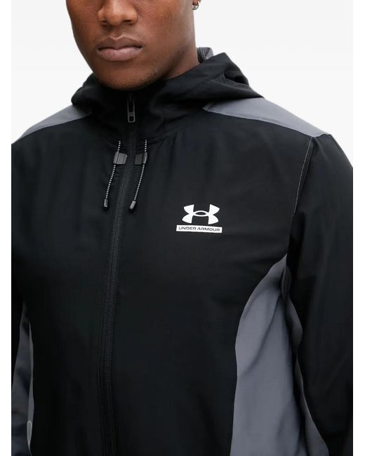 Under Armour Black Tech Sport Woven Colour-Block Drawstring-Hood Jacket for men