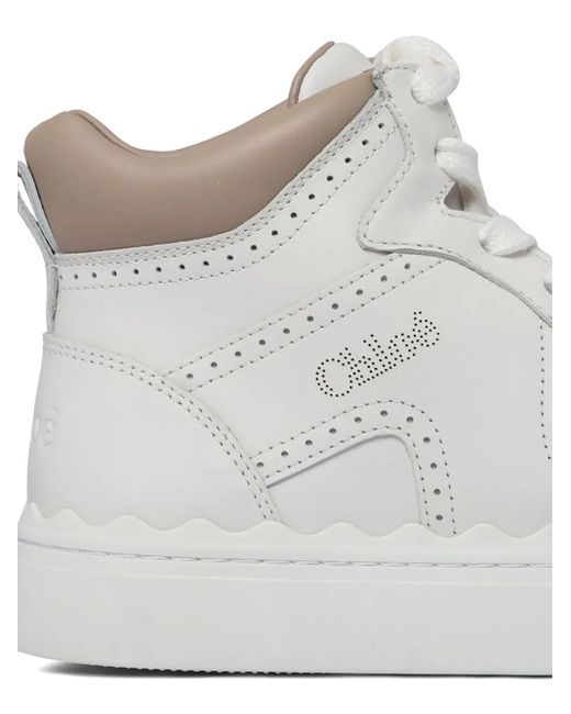 Chloé White Perforated-Detail Sneakers