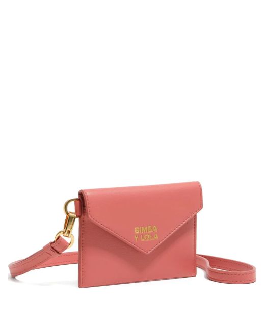 Bimba Y Lola Pink Logo-Print Leather Coin Purse