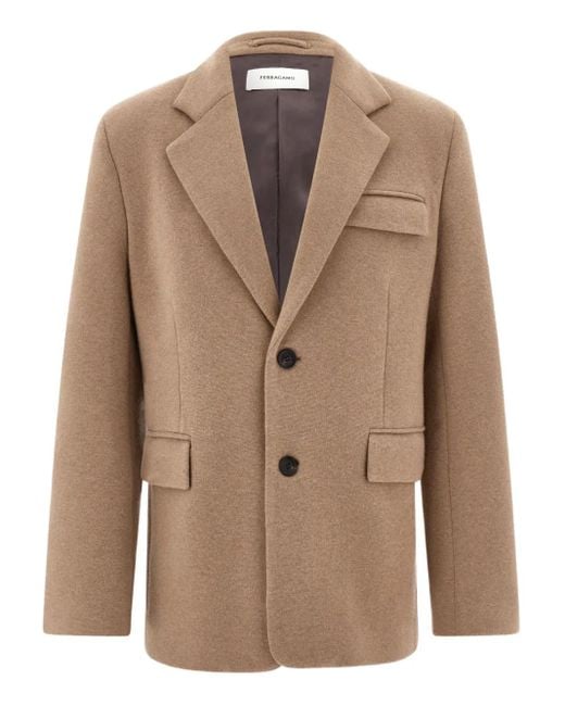 Ferragamo Brown Single-Breasted Flap-Pocket Blazer for men