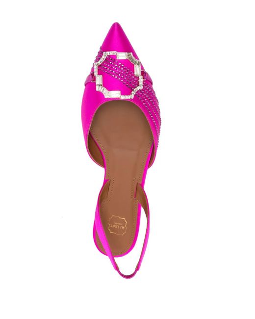 Malone Souliers Pink Crystal-Embellished Ballerina Shoes