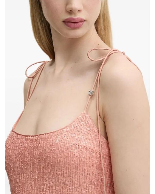 HUGO Pink Sequin Tie-Strap Mini Dress
