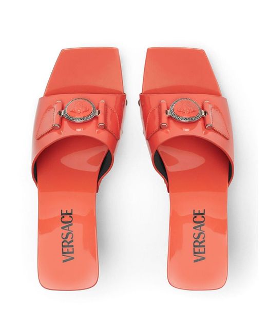 Versace Red Medusa Buckle 60mm Patent Leather Clogs