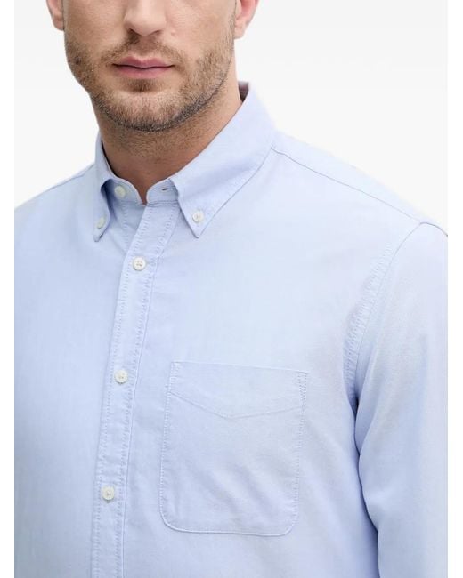 Benetton White Button-Down Chest-Pocket Shirt for men