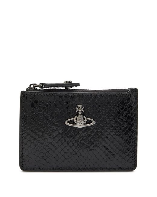 Vivienne Westwood Black Orb-Detail Croc-Pattern Wallet