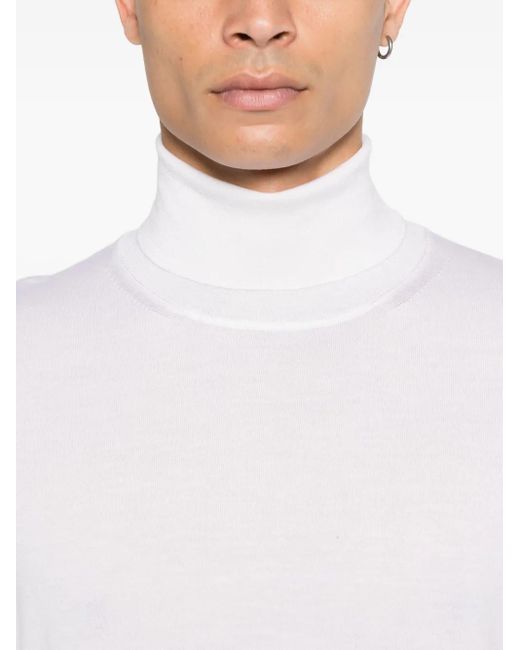 Fedeli White Roll-Neck Long-Sleeve Sweater for men