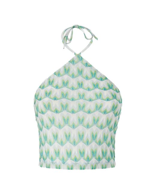 Missoni Blue Halterneck Patterned Top