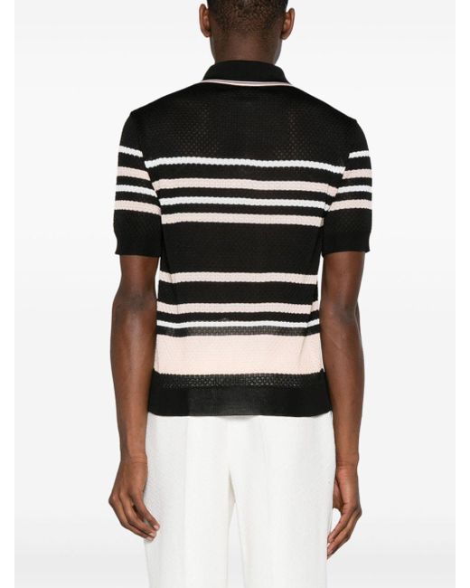 Amiri Black Striped Polo Shirt - Men's - Viscose for men