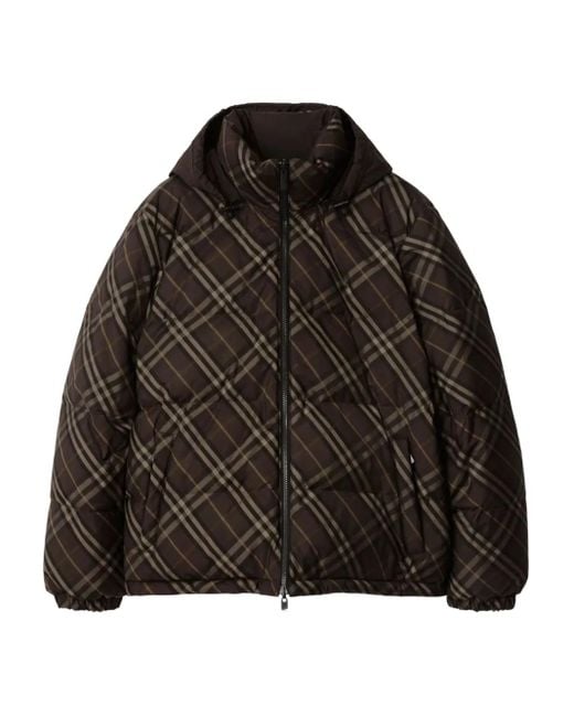 Burberry Black Checked Puffer Jacket for men