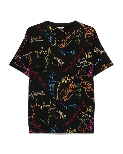 Bode Black Signature Scrawl T-Shirt for men