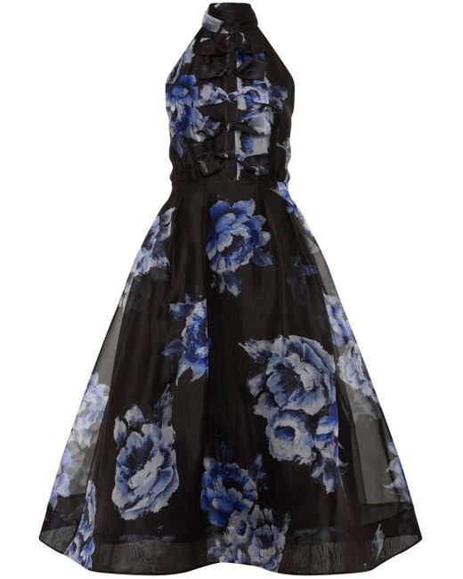 Robe en soie mélangée à fleurs Rebecca Vallance en coloris Blue