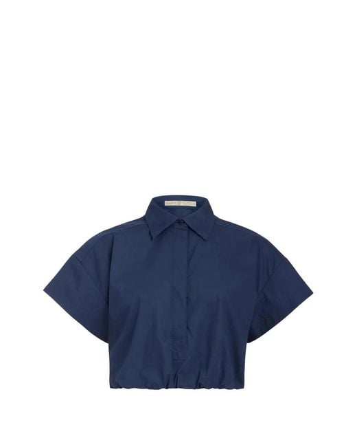 Marie Oliver Blue Sierra Elasticated Cropped Polo Top