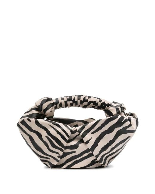 Simon Miller White Zebra-Print Knotted Bucket Bag