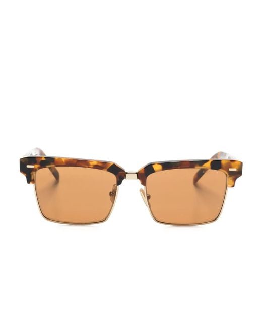 Miu Miu Brown Mu10Zs Rectangle-Frame Sunglasses