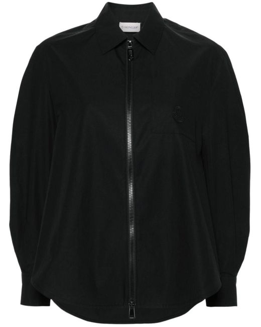 Veste en coton à patch logo Moncler en coloris Black
