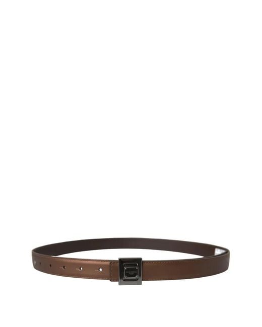 Dolce & Gabbana White Logo-Plaque Leather Belt