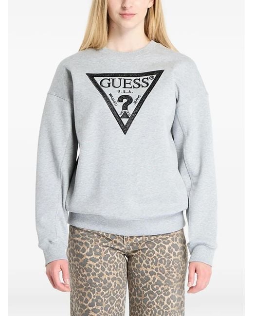 Guess Gray Logo-Embellished Sweatshirt