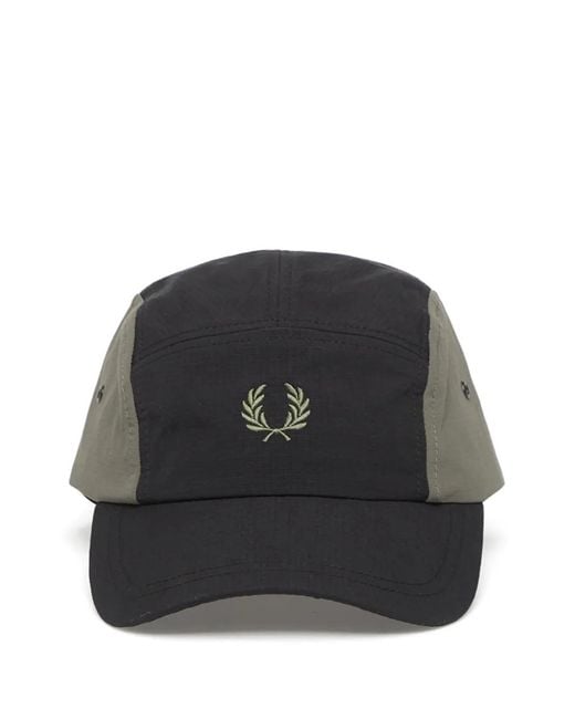 Fred Perry Black Ripstop Five-Panel Cap