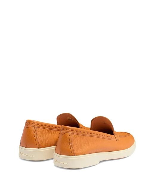 Santoni Orange Loafer mit runder Kappe