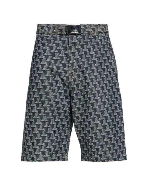 Lanvin Gray Monogram-Print Shorts for men