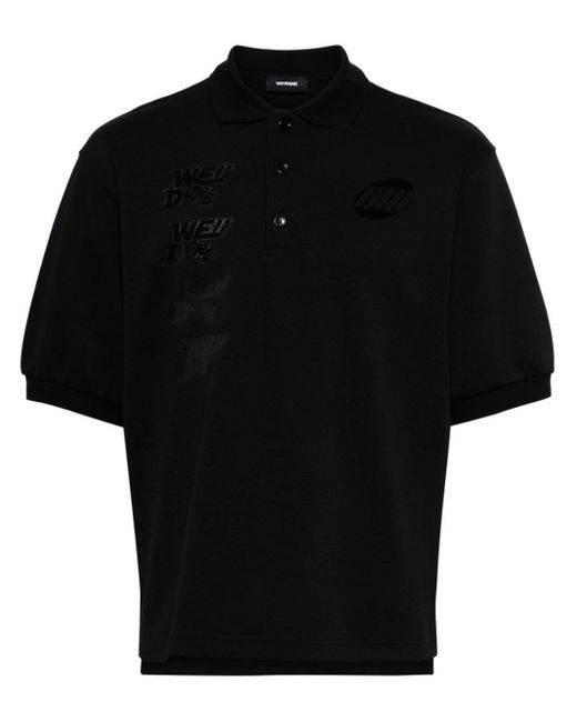 we11done Black Logo-appliqué Polo Shirt for men