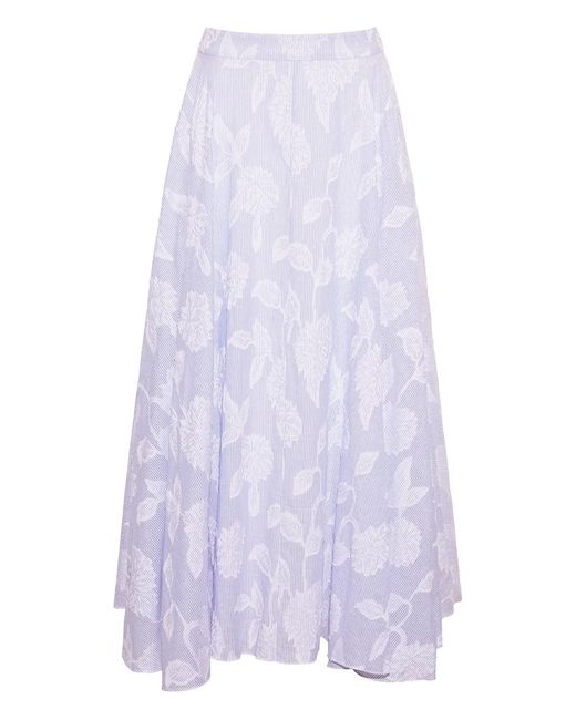 Cara Cara White Floral-Print Sculpted Skirt