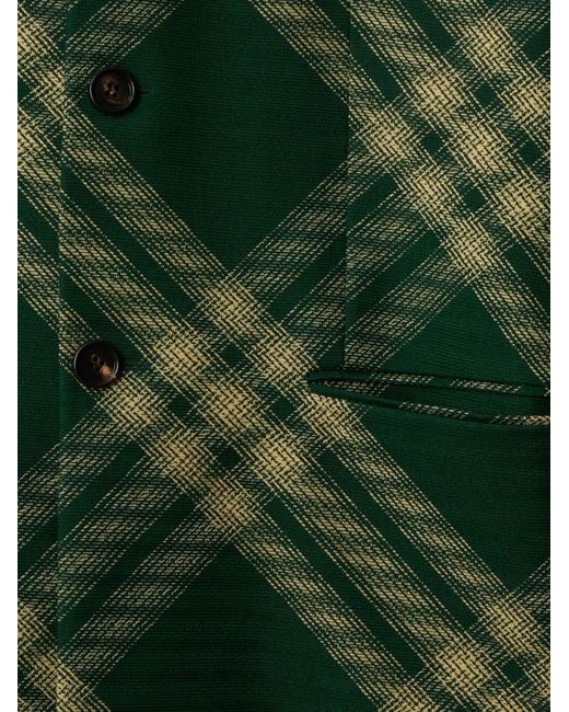 Burberry Green Check-Pattern Buttoned Blazer for men