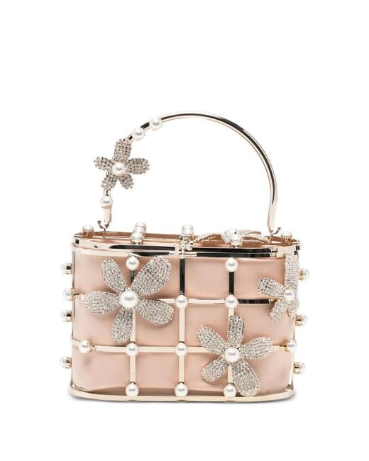 Rosantica Metallic Holli Delia Crystal-Embellished Floral-Motif Tote Bag