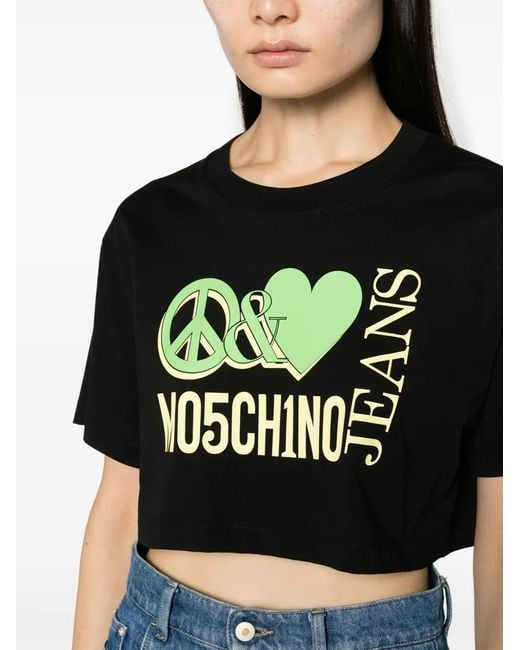 Moschino Black Logo-Print Cotton T-Shirt