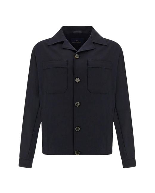 Paul & Shark Blue Overshirt With Pockets for men
